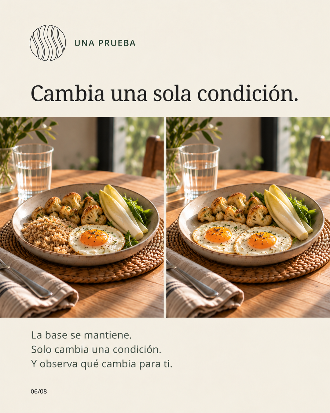 Cambia una sola condición — comparación visual RSH de un mismo plato.